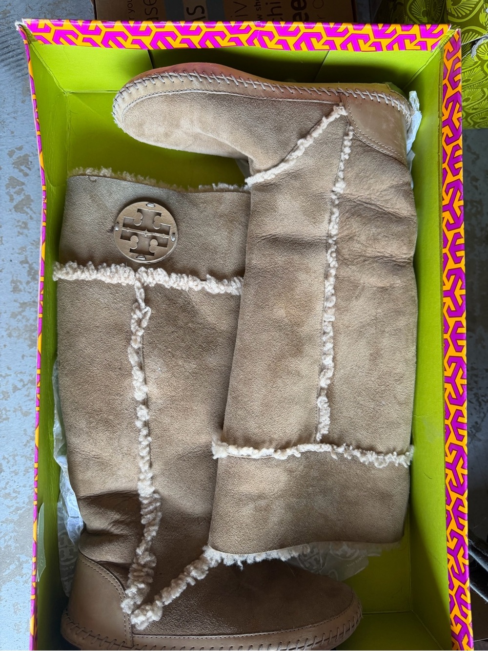 Tory Burch Camel Shearling Boots